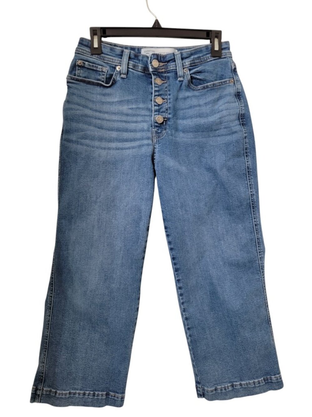 Levi's Size 4/27 High Rise Wide Leg Crop Denim Blue Jeans, Button Fly